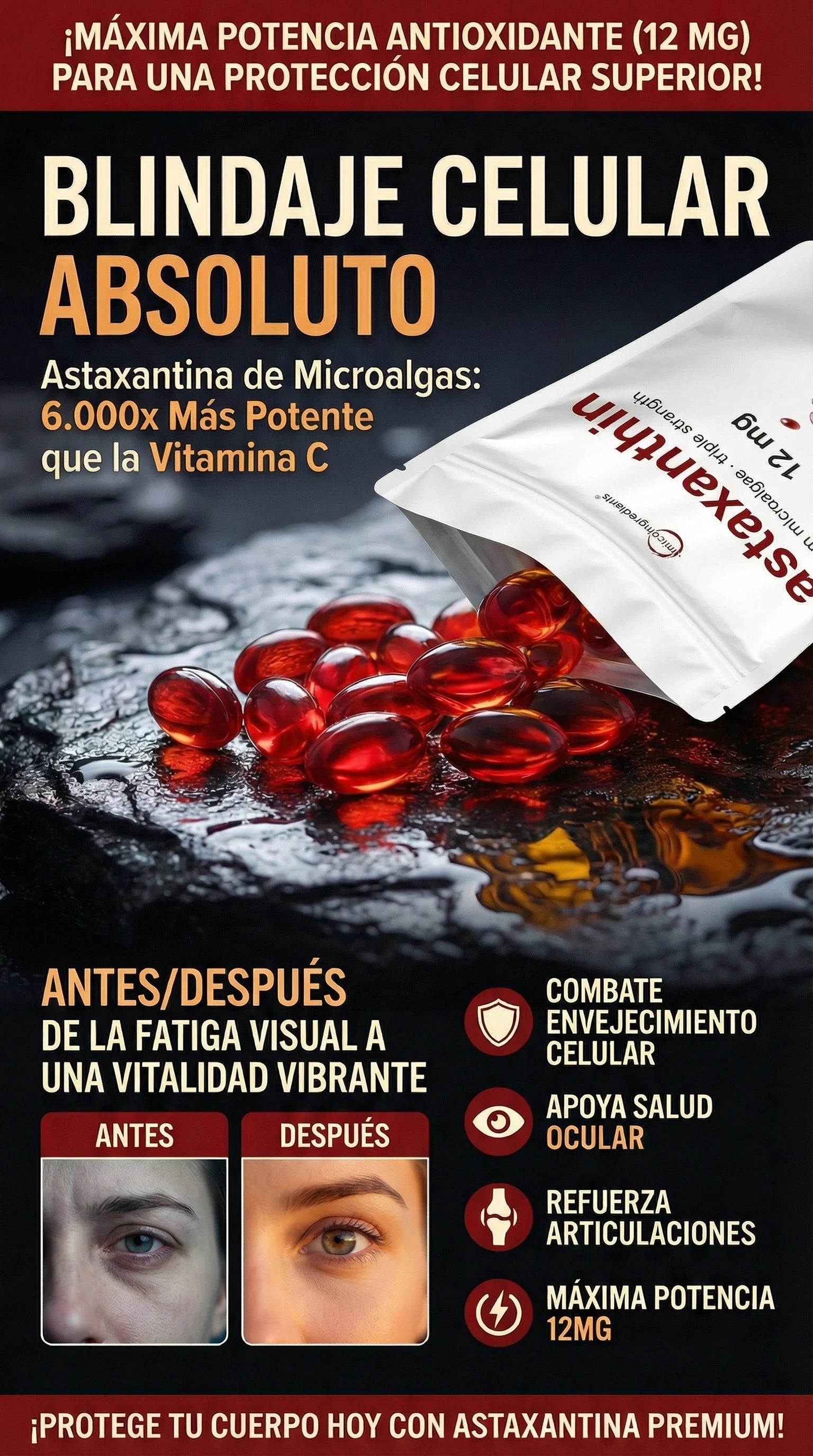 Astaxantina Natural Premium® | Defensa Antioxidante Extrema para tu Cuerpo